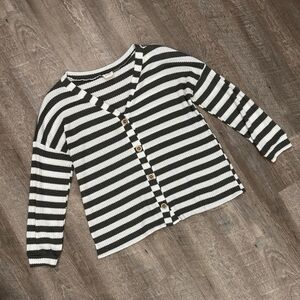 BiBi Oversized Olive Green Striped Lightweight Sweater Sz XL+